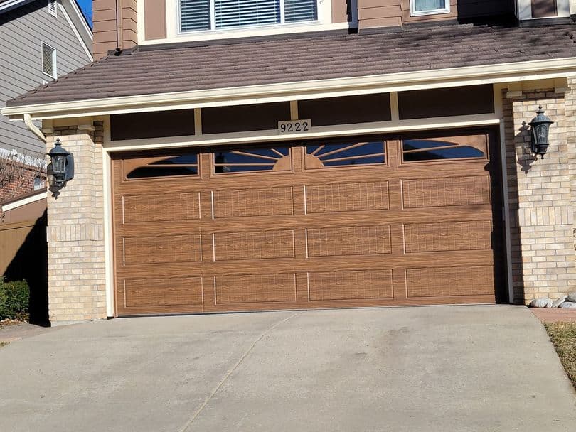 Custom brown wood-textured garage door