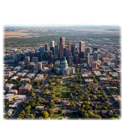 An aerial view of Denver showing all the suburbs and neighborhoods.