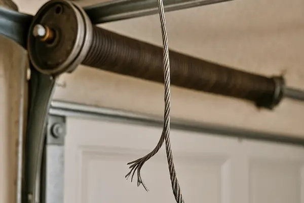A snapped garage door cable.